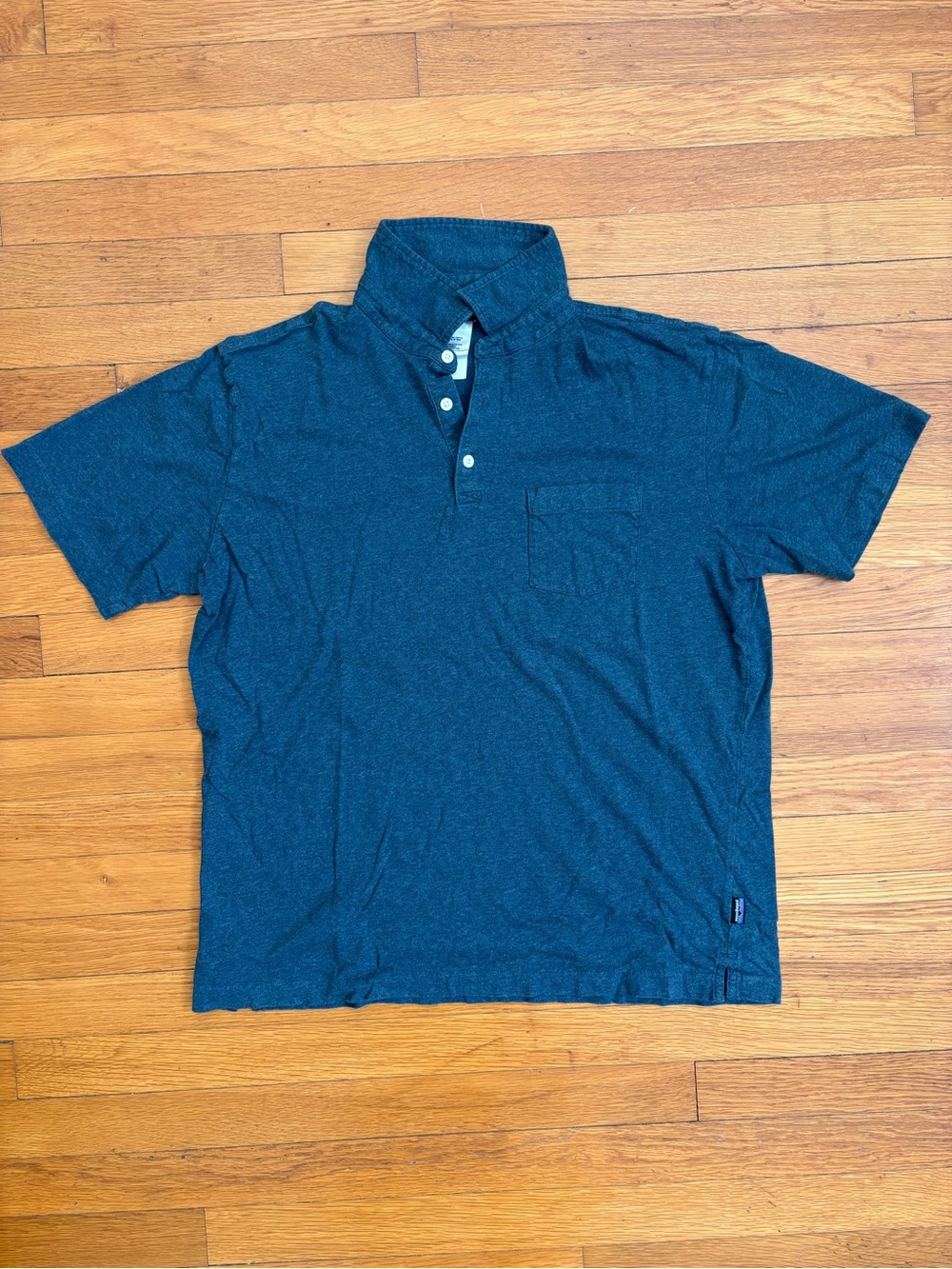 Men's Patagonia daily cotton polo - large - heather navy blue